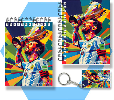 craft maniacs MESSI A6 NOTEBOOKS A6 Diary UNRULED 100 Pages(Multicolor)