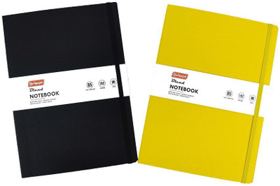 NEELGAGAN Blend Notebook B5 Semi Flexi Cover Buckram Material Round Corner P-2 B5 Notebook (17 cm x 24 cm) Ruled 192 Pages(Black & Yellow, Pack of 2)