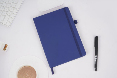 Diaro PU Diary with 80 GSM NSS Paper, Elastic Closure & Bookmark | Stylish & Durable A5 Notebook Ruled 192 Pages(Blue)
