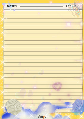 vaagu Blue Seashell Lined Cute Stationery A5 Note Pad ruling 50 Pages(Yellow, Blue)