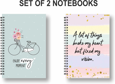 ROT RIX combo of 2 Notebooks A5 Diary Unruled 144 Pages(Multicolor, Pack of 2)