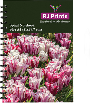 RJPRINTS Flowers Spiral Notebook A4 Notebook Regular 200 Pages(Multicolor)