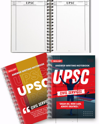 SKILLSET UPSC Answer Writing Sheet A4 Notebook Plain 200 Pages(Multicolor, Pack of 2)