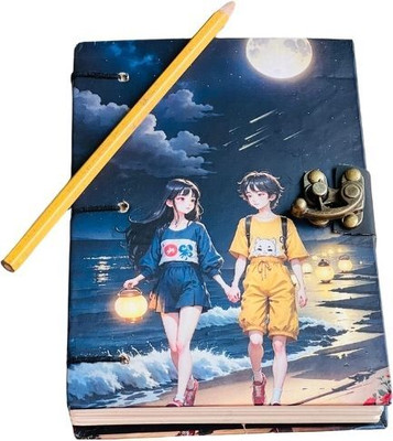 Al Zohra Handicraft Leather Cardboard Girl Boy Print Special Binding A5 Diary Notebook A5 Notebook Unruled 200 Pages(Multicolor)