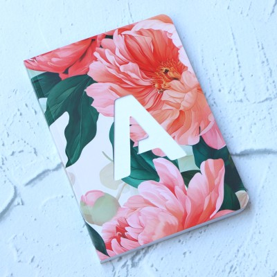 Mimikry Alphabet Initial A Premium Notebook Diary, 80 GSM, Floral Design A5 Notebook Ruled 192 Pages(A)