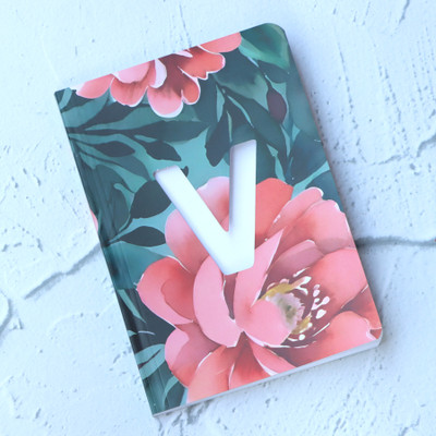 Mimikry Alphabet Initial A Premium Notebook Diary, 80 GSM, Floral Design A5 Notebook Ruled 192 Pages(V)
