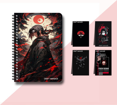 craft maniacs ITACHI UCHIHA DIARY & 4 MAGNETIC BOOKMARKS A5 Diary RULED 120 Pages(Blue)