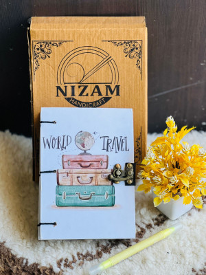 NIZAM HANDICRAFT World travel Printed Diary Notebook With Lock Clasp For Gift/Office A5 Diary 200 200 Pages(Multicolor)