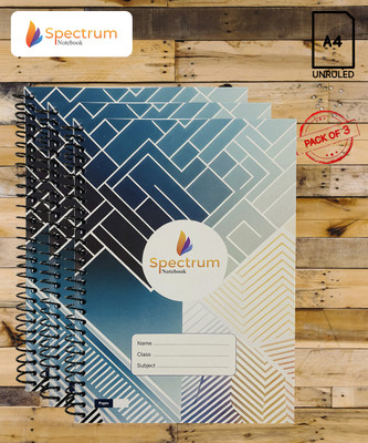 GARGANDASSOCI SPECTRUM A4 Notebook PLAIN AND UNRULLED 180 Pages(Blue, Pack of 3)