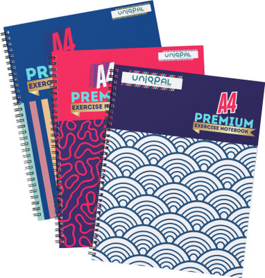 UNIPAL NOTEBOOK A4 Note Book UNRULED / PLAIN 200 Pages(Multicolor, Pack of 3)