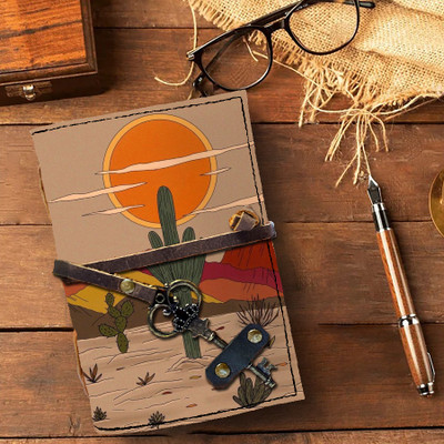 DI-KRAFT Handmade Classic Design Printed Leather Diary A6 Diary Unruled 150 Pages(Multicolor 2)