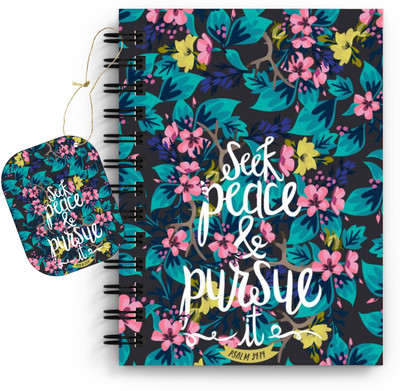 DI-KRAFT Flower design A5 Notebook, 90 GSM, Unruled White 160 Pages (6*8 Inch), Spiral Wiro Binding Diary with Dangler & Desing Design A5 Diary Unruled 160 Pages(Multicolor)
