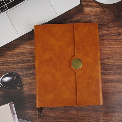 Erminio Palamino Year 2026 Leather Executive Diary, Monthly Planner with Brass Button Closure B5 Diary Ruled 365 Pages(Tan)