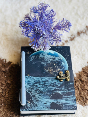 ARSHAD HANDICRAFT Earth moon Printed Diary Notebook With Lock Clasp For Gift/Office A5 Diary 200 200 Pages(Multicolor)