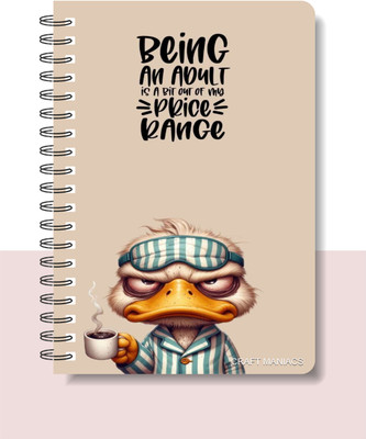 craft maniacs CUTE PUN 2025 NOTEBOOKS A5 Notebook RULED 120 Pages(Multicolor)