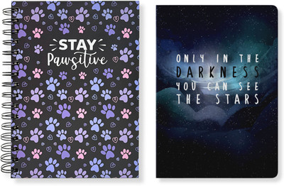 articious Spiral Notebook (22 x 17 cm) & Slim Diary (21 x 14 cm) Combo Pack of 2 A5 Diary Ruled 192 Pages(Paws & Star, Pack of 2)