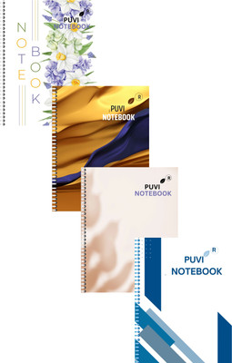 Puvi SPIRAL Notebook A4 Notebook UNRULED/PLAIN 200 Pages(Multicolor, Pack of 4)