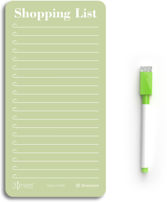 3Lines Fridge Magnet planner with marker Regular Note Pad Ruled 1 Pages(Kiwi)