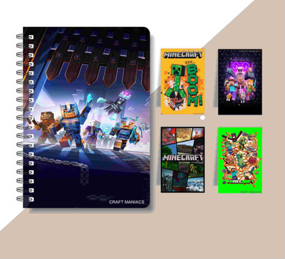 craft maniacs MINECRAFT DIARY & MAGNETIC BOOKMARKS A5 Notebook RULED 120 Pages(Multicolor)