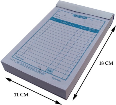 S P EDUCAATION Cash Memo BILL BOOK 100 +100 CARBON Pages ( 18X11 CM ) A5 Cash Memo Unruled 200 Pages(White)