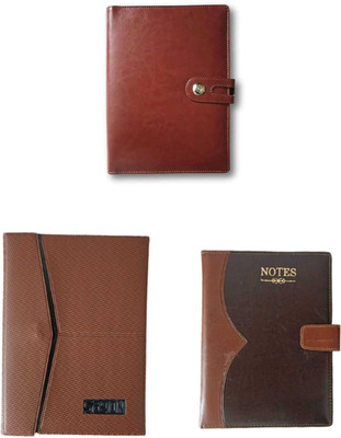 The Startup Bazaar Combo pack Lether Diary New Button Diary Office Diary B5 Diary 2024-2025 200 Pages(Brown, Brown, Brown, Pack of 3)