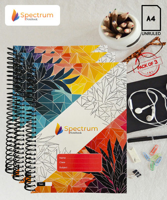 GARGANDASSOCI SPECTRUM A4 Notebook PLAIN AND UNRULLED 180 Pages(Red, Pack of 3)