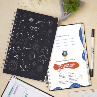 Doodle Hard Bound Zodiac Sign Daily A5 Planner Ruled 192 Pages(Black & White)