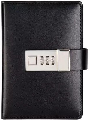 ECOSKY Number lock diary A5 Diary Ruled 200 Pages(Black)