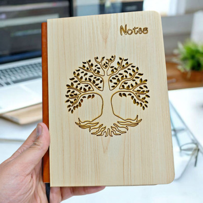 CAMPIO Tree Notes A5 Diary Handcrafted 100 Pages(Wooden)