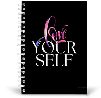 PurpleBees Love Your Self Quotes Diary Motivational Notebook | A5 Notebook Plain 150 Pages(Multicolor)