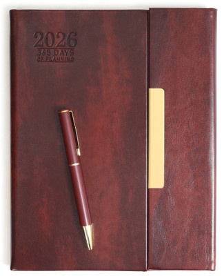 Scribelle 2026 PU Leather Diary - B5 Size, B5 Diary Magnetic Golden Flap, 70 GSM Premium Paper,Brown 324 Pages(Brown)