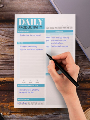 Doodle To Do List Undated Daily Planner Notepad with 50 Tear-Off 90 GSM Planning Sheets A5 Note Pad | Track Productivity of Your Tasks, Organizing MemoPad for Office, Home & School 50 Pages(Productivity Pad 02)