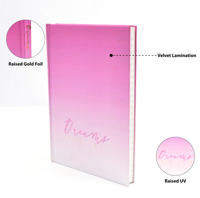 Memorys Dream Series A5 Hardbound Notebook Premium 80 GSM Natural Shade Paper A5 Diary Ruled 192 Pages(Pink)