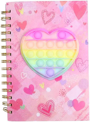 AMANVANI Heart Popit Diary A5 Diary Ruled 80 Pages(Pink)