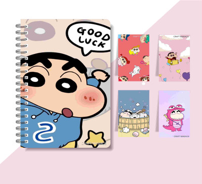 craft maniacs SHINCHAN DIARY & 4 MAGNETIC BOOKMARKS 2025 A5 Notebook RULED 160 Pages(Multicolor)
