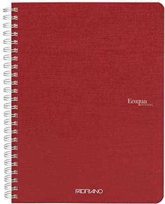 Fabriano Ecoqua Original Spiral-Bound A5 Note Book Lined 140 Pages(Cherry)