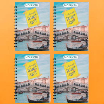 UNIQPAL SPIRAL Notebook A4 Notebook UNRULED/PLAIN 200 Pages(Multicolor, Pack of 4)