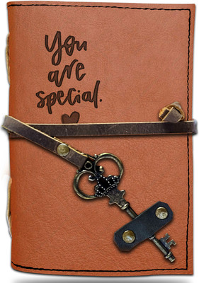 DI-KRAFT Handmade Classic Design Leather-Printed Leather A6 Diary Unruled 200 Pages(Brown 37)