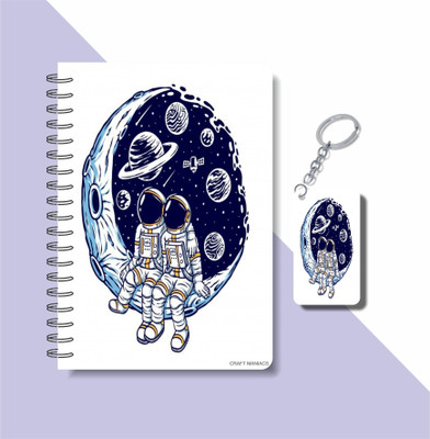 craft maniacs SPACE DIARY & KEYCHAIN A5 Diary RULED 120 Pages(Multicolor)