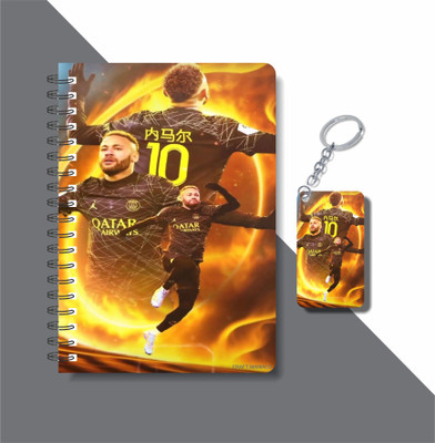 craft maniacs 2023 NEYMAR JR DIARY + KEYCHAIN A5 Note Book RULED 160 Pages(Multicolor)