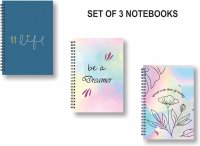 ROT RIX combo of 3 Notebooks A5 Diary Unruled 144 Pages(Multicolor, Pack of 3)