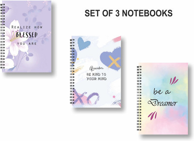 ROT RIX combo of 3 Notebooks A5 Diary Unruled 144 Pages(White, Multicolor, Pack of 3)