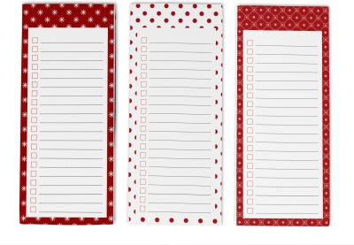 Inkdotpot To-Do List Notepads Regular Note Pad Unruled 150 Pages(Red & White, Pack of 3)