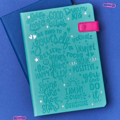 Doodle Premium Vegan Leather Undated FlipBound A5 Notebook | Magnetic PU Leather Flip Closure|Ruled 192 Pages(Wonder Words)
