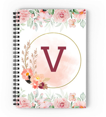 GIFTUATION Alphabet V /spiral diary & gift for friends A5 Diary Unruled 140 Pages(Red)