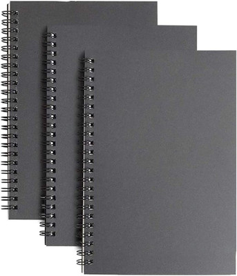 Yangte Soft Cover Spiral Notebook Kraft Cover Blank Sketch Pad A5 Notebook Blank 120 Pages(Black, Pack of 3)