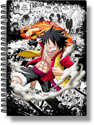 buddytales One Piece Anime A5 Notebook unruled 120 Pages(Black and white)