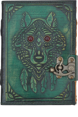 CRAFT CLUB Leather Wolf Diary / notebook A5 Diary Unruled 200 Pages(Green)