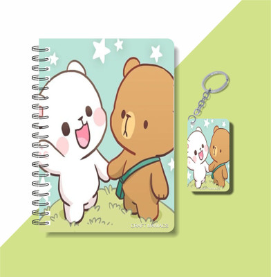 craft maniacs MILK & MOCHA 2024 DIARY & KEYCHAIN A5 Notebook RULED 160 Pages(Multicolor)