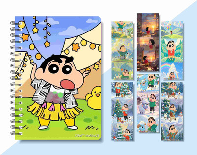 craft maniacs 2024 SHINCHAN DIARY & 6 FREEBIE BOOKMARKS A5 Notebook RULED 160 Pages(Multicolor)